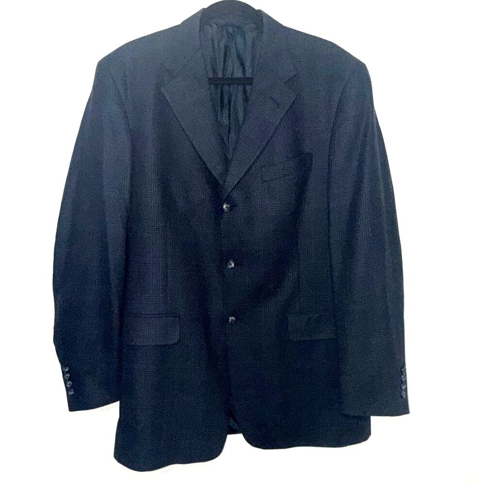 Burberry London Houndstooth Plaid 3 Button Blazer - Navy 40L